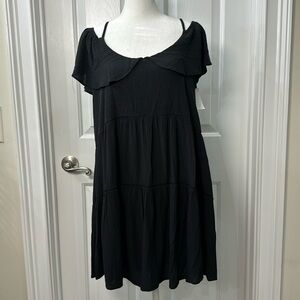SO black off the shoulder swing mini dress (DJ1)